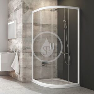 RAVAK - Blix Štvrťkruhový sprchovací kút posuvný štvordielny BLCP4-80, šírka 775 mm – 795 mmx775 mm – 795 mm, rádius 500 mm – farba biela, sklo transparent 3B240100Z1