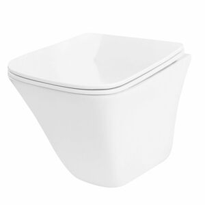 REA - Závesná WC misa vrátane sedátka Tobi Rimless biela REA-C1364