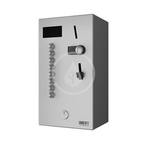SANELA - Automaty Nástenný mincový automat pre 4-8 spŕch, interaktívne ovládanie, antivandal, matná nerezová SLZA 02LN