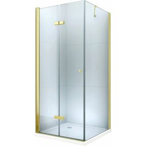 MEXEN/S - Lima sprchovací kút zalamovací 70x100 cm, sklo transparent, zlatá + vanička 856-070-100-50-00-4010