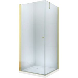 MEXEN/S - Pretoria sprchovací kút krídlový 80x100 cm, sklo transparent, zlatá + vanička 852-080-100-50-00-4010