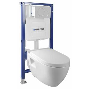 SAPHO - Závesné WC Nera s podomietkovou nádržkou do sadrokartónu a tlačidlom Geberit, biela WC-SADA-16