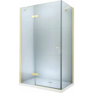 MEXEN/S - Roma sprchovací kút otvárací 110x100 cm, sklo transparent, zlatá + vanička 854-110-100-50-00-4010