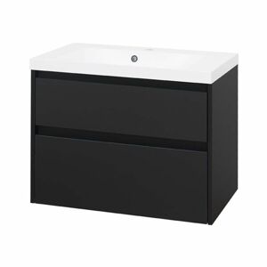 MEREO - Opto, kúpeľňová skrinka s umývadlom z liateho mramoru 81 cm, čierna CN941M