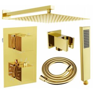 MEXEN/S MEXEN/S - Cube DR02 podomietkový sprchový SET + slim sprcha 30 cm, zlatý 77502DR0230-50