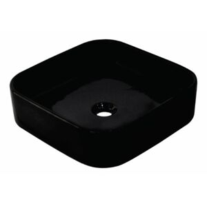 HOPA - Umývadlo na dosku NOVA 42×42 cm čierne lesklé, bez otvoru OLKGNO28MUL0011