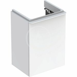 GEBERIT - Smyle Square Umývadlová skrinka, 442x356x617 mm, 1 dvierka, pánty vľavo, lesklá biela/matná biela 500.351.00.1