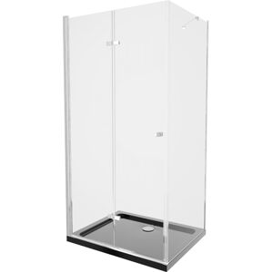 MEXEN/S - Lima sprchovací kút zalamovacie dvere 100 x 80 cm, transparent, chróm + Flat čierna vanička so sifónom 856-100-080-01-00-4070
