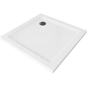 MEXEN/S - Flat sprchová vanička štvorcová slim 100 x 100, biela + čierny sifón 40101010B