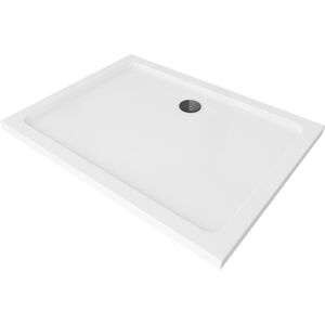 MEXEN/S - Flat sprchová vanička obdĺžniková slim 100 x 70, biela + čierny sifón 40107010B