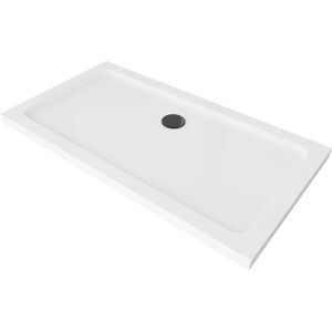 MEXEN/S - Flat sprchová vanička obdĺžniková slim 120 x 70, biela + čierny sifón 40107012B