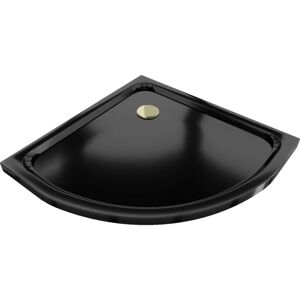MEXEN/S - Flat sprchová vanička štvrťkruhová slim 70 x 70 cm, černá + zlatý sifón 41707070G