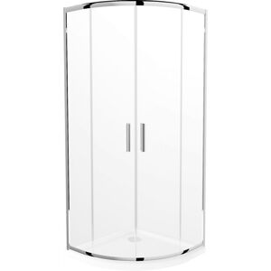 MEXEN/S - Rio štvrťkruhový sprchovací kút 80 x 80 cm, transparent, chróm + vanička so sifónom Flat, biela 863-080-080-01-00-4110