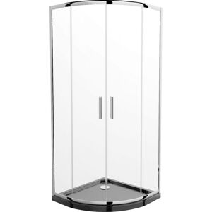 MEXEN/S - Rio štvrťkruhový sprchovací kút 90 x 90 cm, transparent, chróm + vanička so sifónom Flat, čierny 863-090-090-01-00-4170