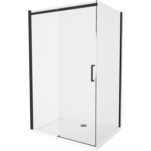 MEXEN/S - Omega sprchovací kút 100x80, transparent, čierna + biela vanička so sifónom 825-100-080-70-00-4010B