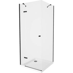 MEXEN/S - Roma sprchovací kút 80x80, transparent, čierna + biela vanička so sifónom 854-080-080-70-00-4010B