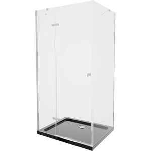 MEXEN/S - Roma sprchovací kút 80x100 cm, transparent, chróm + čierna vanička so sifónom 854-080-100-01-00-4070