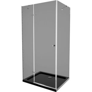 MEXEN/S - Roma sprchovací kút 80x100 cm, grafit, chróm + čierna vanička so sifónom 854-080-100-01-40-4070