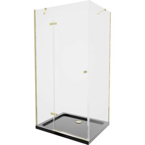 MEXEN/S - Roma sprchovací kút 90x100 cm, transparent, zlatá + čierna vanička so sifónom 854-090-100-50-00-4070G