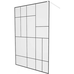 MEXEN/S - KIOTO Sprchová zástena WALK-IN 120 x 200, transparent/čierny vzor 8 mm, biela 800-120-101-20-78
