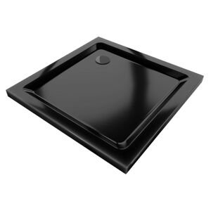 MEXEN/S - Flat sprchová vanička štvorcová slim 70 x 70 cm, čierna + čierny sifón 40707070B