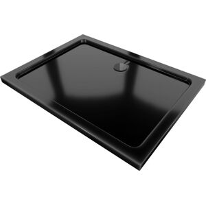 MEXEN/S - Flat sprchová vanička obdĺžniková slim 80 x 70 cm, čierna + čierny sifón 40707080B