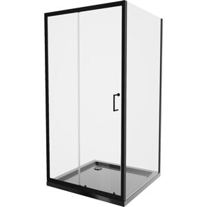 MEXEN/S - Apia Sprchovací kút 100x100 cm, transparent, čierna + vanička so sifónom 840-100-100-70-00-4070B
