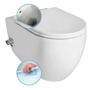 ISVEA - INFINITY CLEANWASH závesná WC misa Rimless, integrovaný ventil a bidetová spŕška 36,5x53cm, biela 10NFS1001I