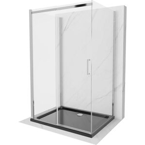MEXEN/S - OMEGA sprchovací kút 3-stenný 100x80 cm, transparent, chróm + vanička vrátane sifónu 825-100-080-01-00-3s-4070