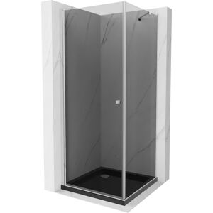 MEXEN/S - Pretória sprchovací kút 70x70 cm, grafit, chróm + sprchová vanička vrátane sifónu 852-070-070-01-40-4070