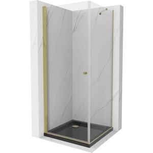 MEXEN/S - Pretória sprchovací kút 70x70 cm, transparent, zlatá + sprchová vanička vrátane sifónu 852-070-070-50-00-4070G