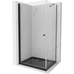 MEXEN/S - Pretória sprchovací kút 70x80 cm, transparent, čierna + sprchová vanička vrátane sifónu 852-070-080-70-00-4070B