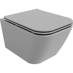MEXEN - Madox Závesná WC misa Rimless vrátane sedátka s slow, Duroplast, svetlo šedá mat 30154061