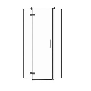 CERSANIT - Päťuholný sprchovací kút JOTA 80X80X195, ĽAVÝ, priehľadné sklo, čierny S160-012