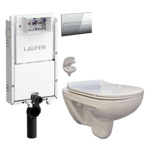 LAUFEN Podomít. systém LIS TW1 SET s chrómovým tlačidlom + WC bez oplachového kruhu Edge + SEDADLO H8946630000001CR EG1