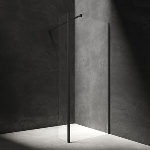 OMNIRES - MARINA walk-inwalk-in s bočnou stenou, 110 x 30 cm čierna mat / transparent /BLMTR/ MA1130BLTR