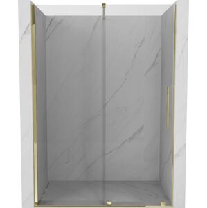 MEXEN/S - Velár posuvné sprchové dvere 130 cm, transparent, zlatá 871-130-000-01-50