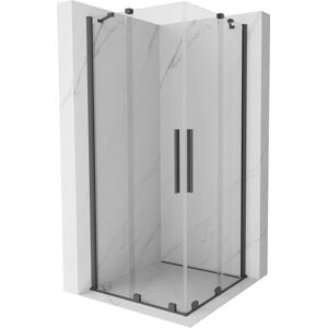 MEXEN/S - Velar Duo štvorcový sprchovací kút 80 x 80 cm, transparent, šedá kartáčovaná 871-080-080-02-66