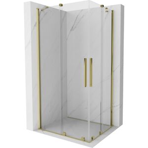 MEXEN/S - Velar Duo štvorcový sprchovací kút 90 x 80 cm, transparent, zlatá 871-090-080-02-50