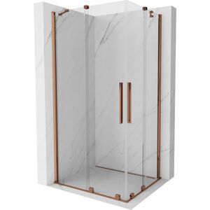 MEXEN/S - Velar Duo štvorcový sprchovací kút 90 x 80 cm, transparent, ružové zlato 871-090-080-02-60