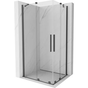 MEXEN/S - Velar Duo štvorcový sprchovací kút 90 x 80 cm, transparent, šedá kartáčovaná 871-090-080-02-66