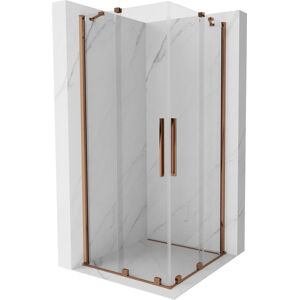 MEXEN/S - Velar Duo štvorcový sprchovací kút 90 x 90 cm, transparent, ružové zlato 871-090-090-02-60