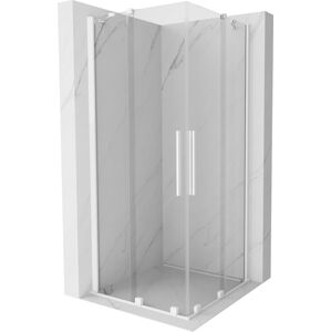 MEXEN/S - Velar Duo štvorcový sprchovací kút 100 x 100, transparent, biela 871-100-100-02-20