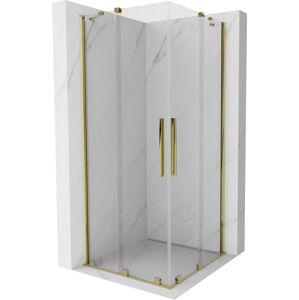 MEXEN/S - Velar Duo štvorcový sprchovací kút 100 x 100, transparent, zlatá 871-100-100-02-50
