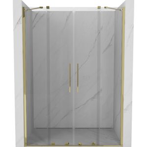 MEXEN/S - Velar Duo posuvné sprchové dvere 140 cm, transparent, złote 871-140-000-02-50
