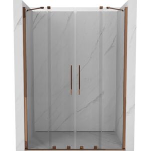 MEXEN/S - Velar Duo posuvné sprchové dvere 140 cm, transparent, ružové zlato 871-140-000-02-60