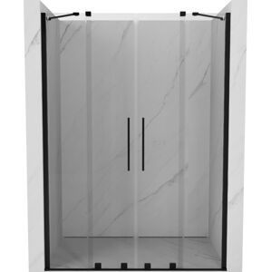 MEXEN/S - Velar Duo posuvné sprchové dvere 140 cm, transparent, czarne 871-140-000-02-70