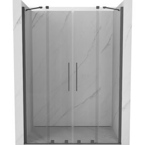 MEXEN/S - Velar Duo posuvné sprchové dvere 150 cm, transparent, šedá kartáčovaná 871-150-000-02-66