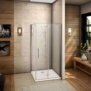 H K - Štvorcový sprchovací kút MELODY F5 100x100 cm s jednokrídlovými dverami s pevnou stenou vrátane sprchovej vaničky z liateho mramoru SE-MELODYF5100100/THOR-100SQ