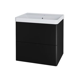 MEREO - Siena, kúpeľňová skrinka s keramickým umývadlom 61 cm, čierna mat CN440